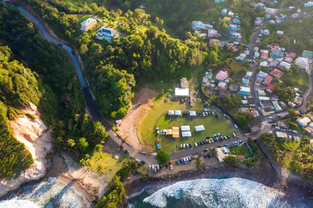 Aerial view of Construction of school site. (Credits: Roosevelt Skerrit, Facebook)