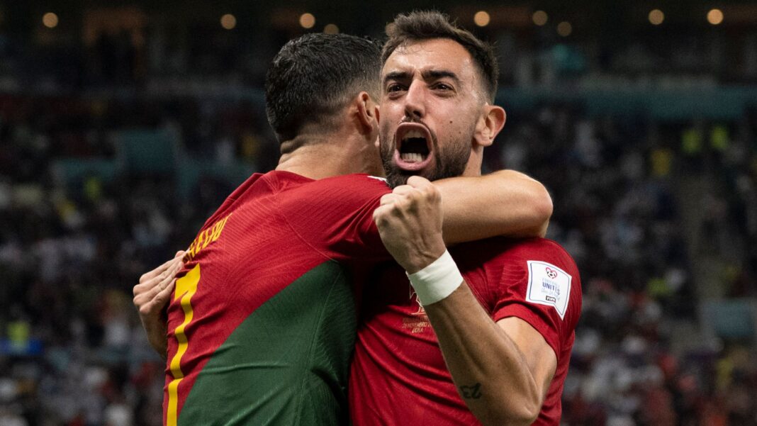 As Portugal qualified for the round of 16, the Premier League team Manchester United shared a photo of attacking midfielder Bruno Fernandez on their social media to congratulate him on their win over Uruguay and wish him success in their remaining World Cup games