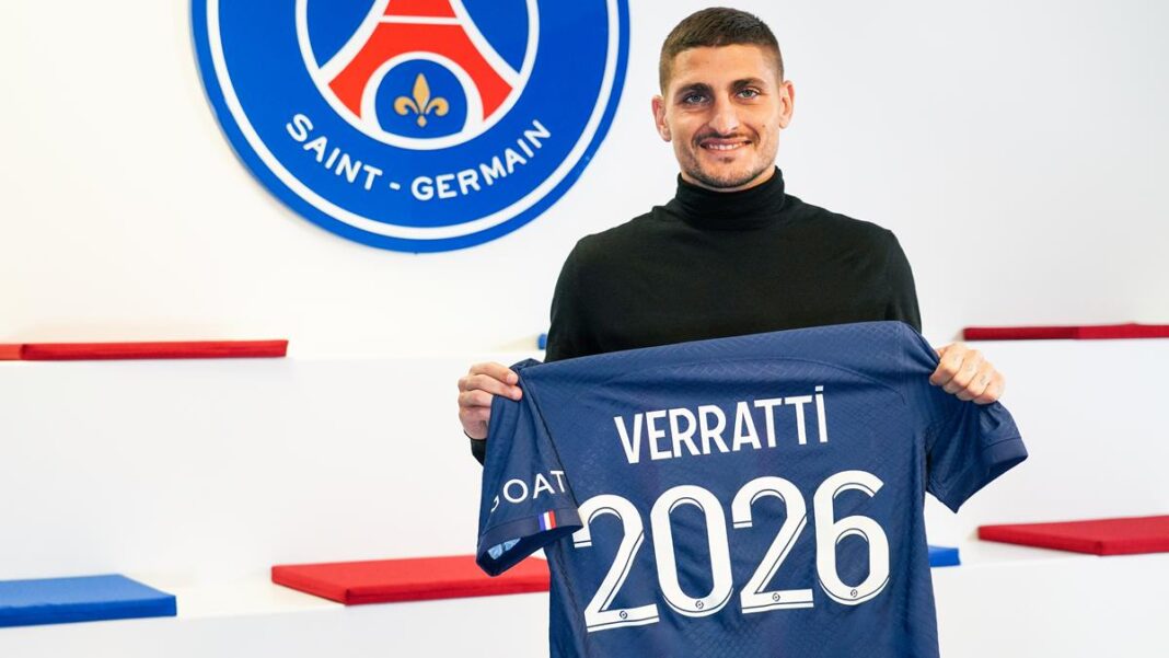 According to a post on PSG's social media accounts, Marco Verratti, a central midfielder for French football club Paris Saint-Germain, recently extended his contract with the club till 2026. Since leaving Pescara, an Italian international club, in 2012, the Italian has been playing for PSG. His deal with the capital club has been extended till June 30, 2026