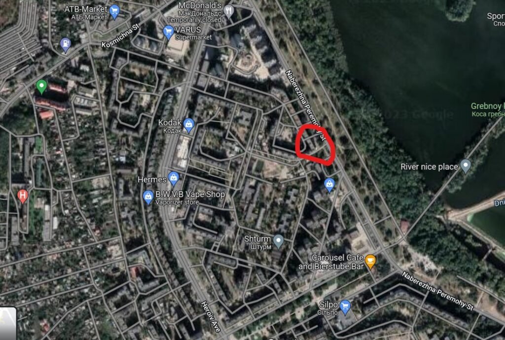 A representative for New Voice of Ukraine and BBC freelancer Euan Macdonald has provided a satellite photograph of Dnipro, where Russia recently used an anti-ship missile to hit a residential structure
