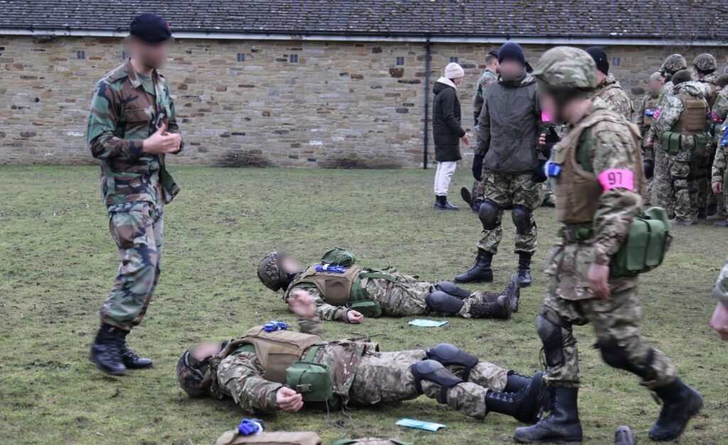 Royal Navy Marine Corps, instructors of the Armed Forces of the Netherlands, conduct mine safety and engineering training in basic general military activity in the UK