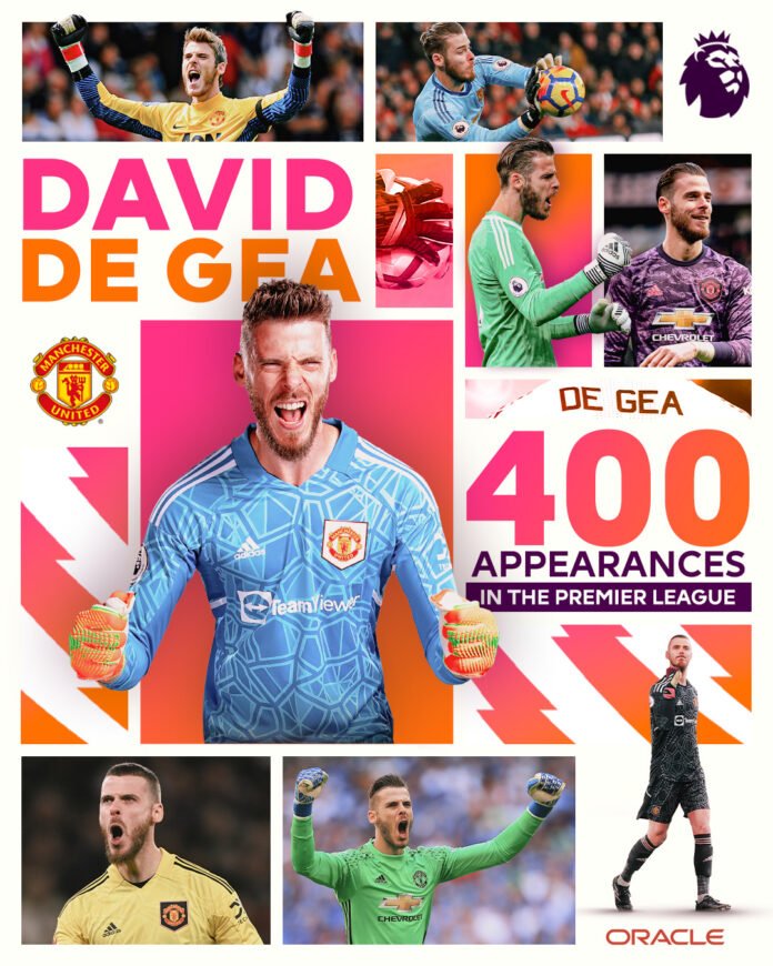 David De Gea, Spanish and Manchester United's goalkeeper, marked his 400th appearance in the Premiere league yesterday, on February 12, 2023. In 2011, De Gea left Atletico De Madrid and joined Manchester United, his first appearance as the red devil was against West Brom. The match ended in a victory for United, 2-1 David De Gea, Spanish and Manchester United's goalkeeper, marked his 400th appearance in the Premiere league yesterday, on February 12, 2023. In 2011, De Gea left Atletico De Madrid and joined Manchester United, his first appearance as the red devil was against West Brom. The match ended in a victory for United, 2-1
