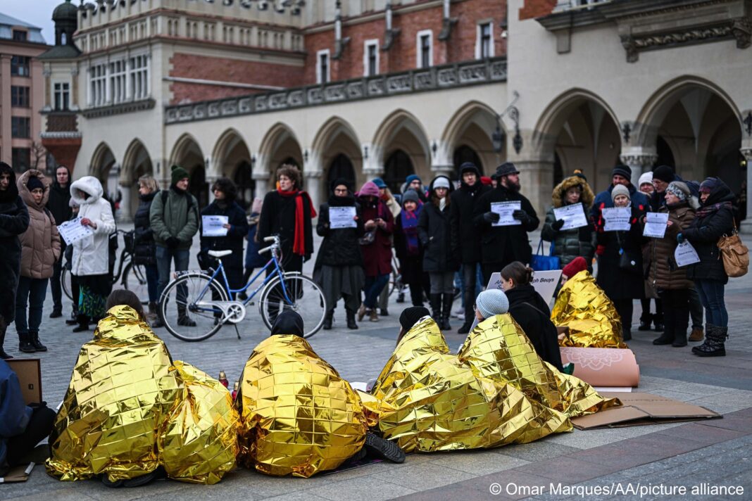 On Sunday (February 26), activists protested the January deaths of at least three migrants along the Polish-Belarusian border in Krakow, Poland's Main Square