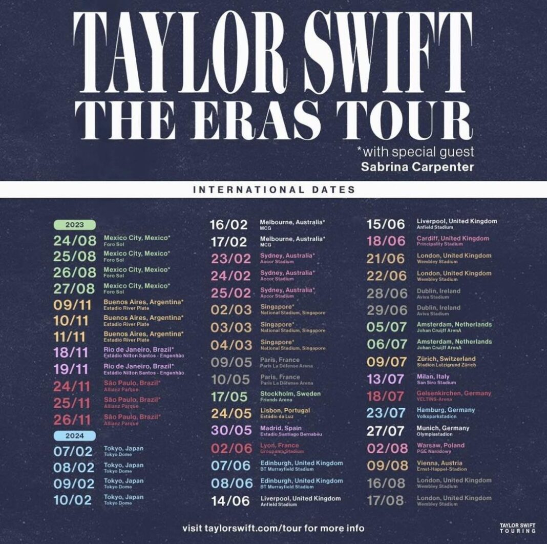 US: Famous American Singer Tylor Swift releases schedule of 'The Eras Tour''