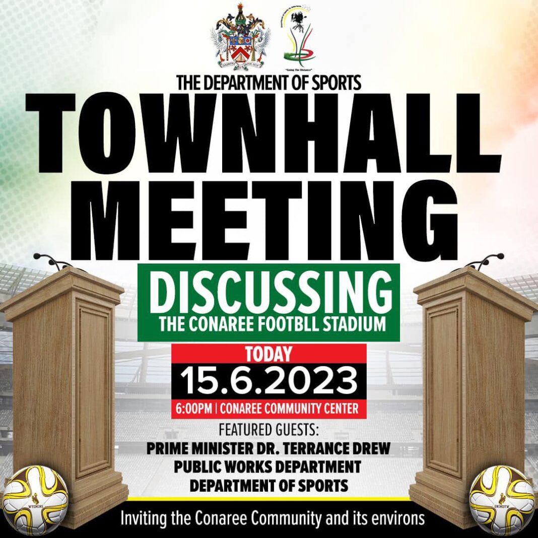 St Kitts & Nevis: PM Dr Terramce Drew attends Townhall meeting at Conaree Football Stadium