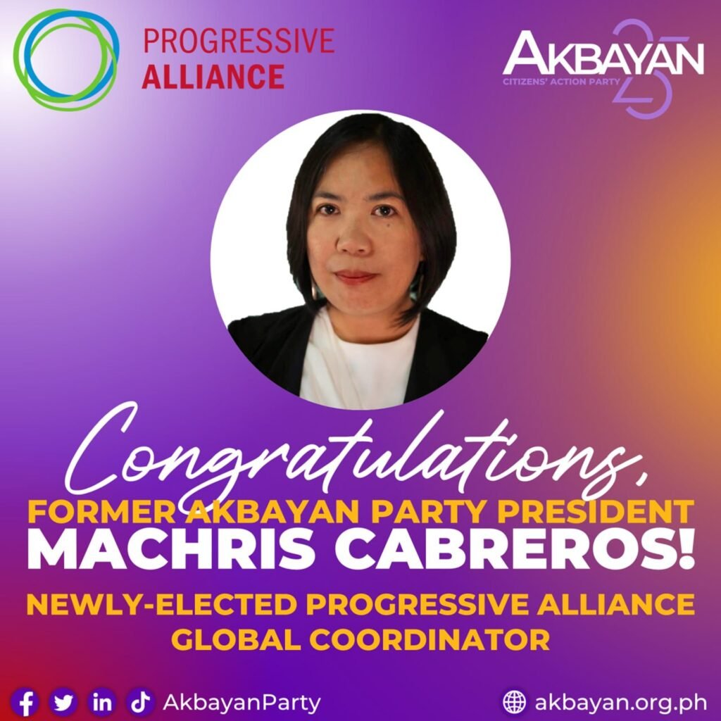 Belgium: Former Akbayan Party President Machris Cabreros elected as Global Coordinator of Progressive Alliance
