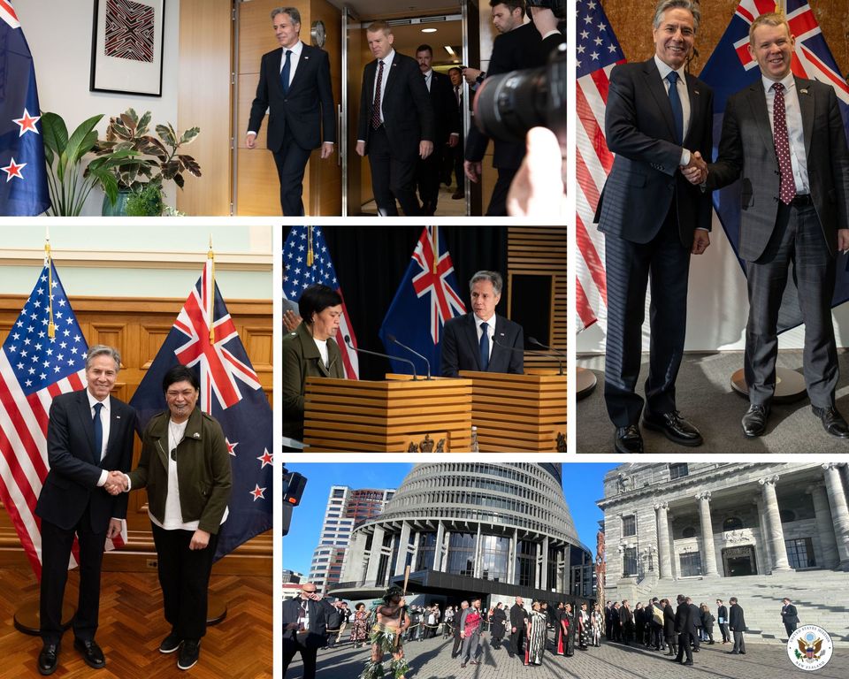 US Secretary of State Antony Blinken meets New Zealand's PM, Chris Hopkins
