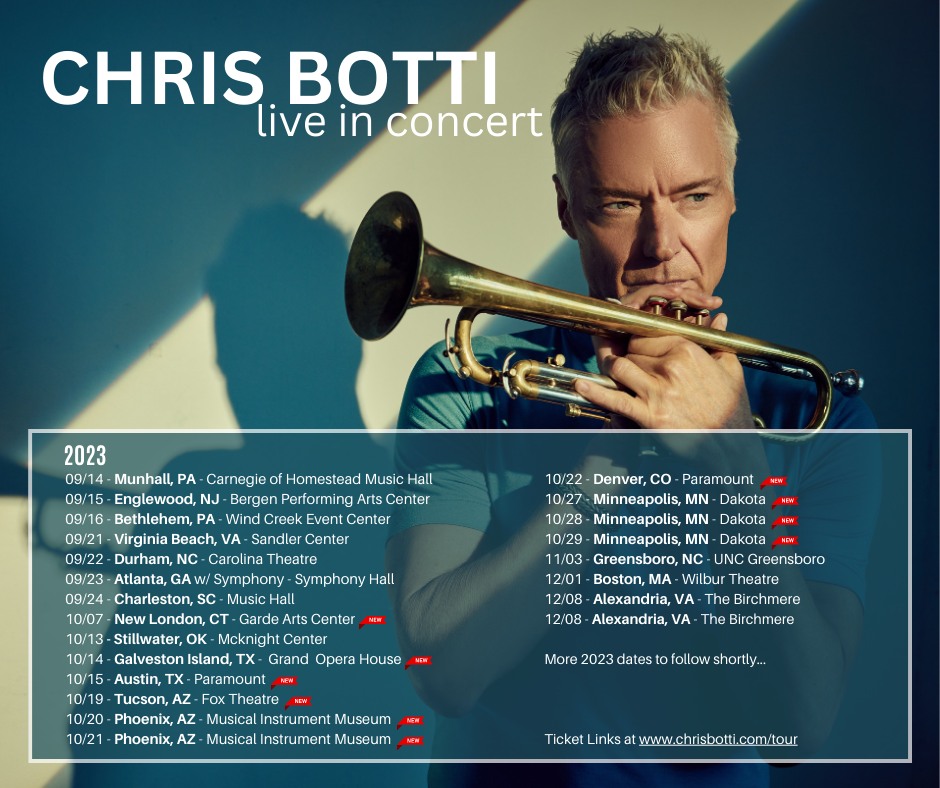 American-based Trumpeter Music Composer Chris Botti launches schedule of live music concert 2023