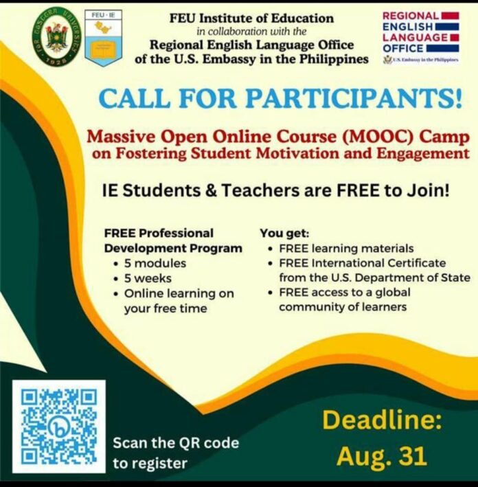 FEU Institute of Education in Philippines announces MOOC Camp on Fostering Student Motivation and Engagement