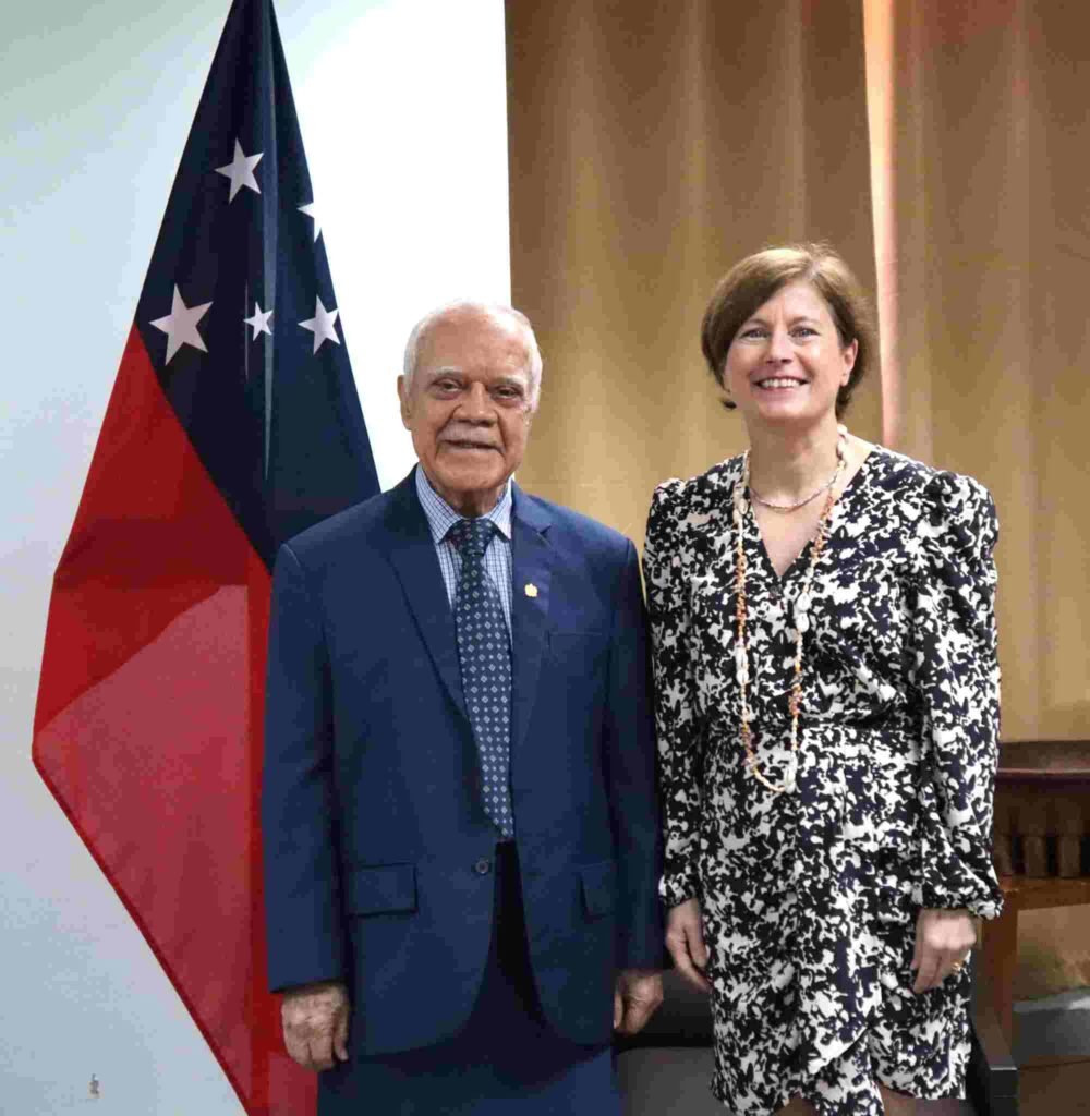 French Ambassador to New Zealand, Laurence Beau, presents Credentials to Samoa Council of Deputies