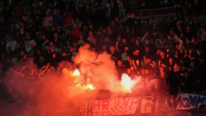 According to the Croatian state news agency HINA, citing police sources, a group of around 300 Croatian fans marched toward the stadium before kick-off